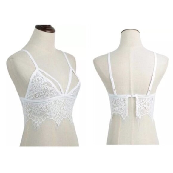 NWT Eyelash Delicate Lace Stretch Bralette Bra - Picture 4 of 8